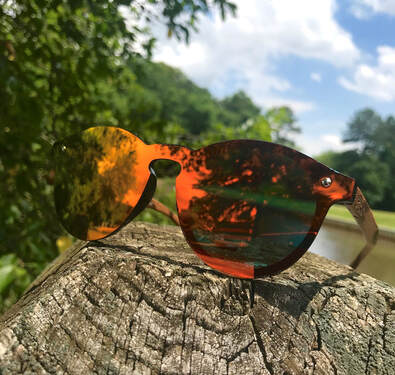 Orange polarized zebra wooden sunglasses