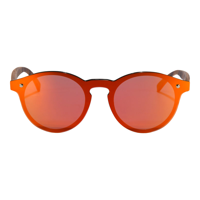 Zebra wooden framed with orange polarized sunglasses